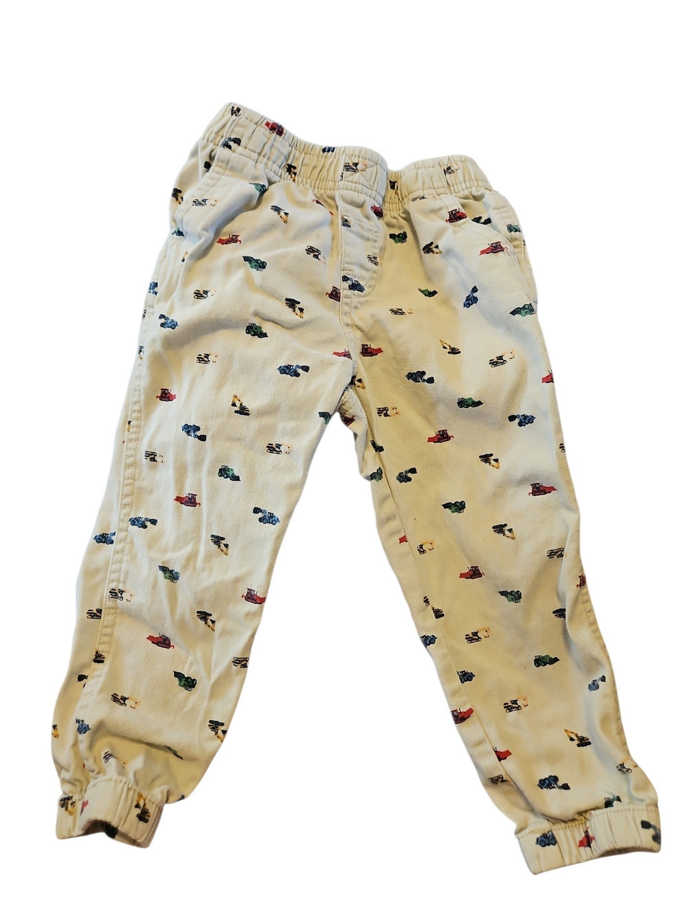 Cream Jogger Pants with Multicolor Car Truck Print Size 3t Wrangler